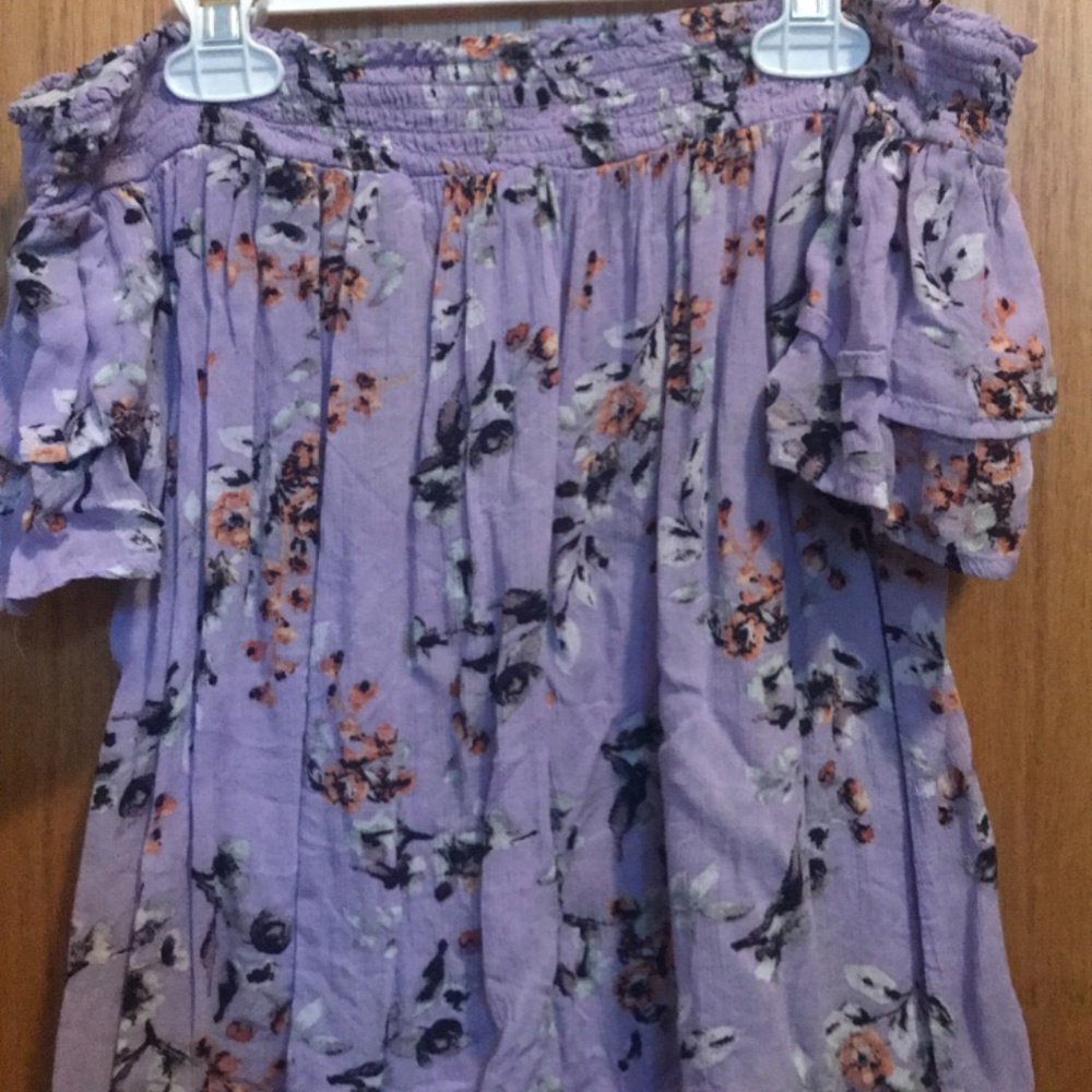 Off-shoulder purple top